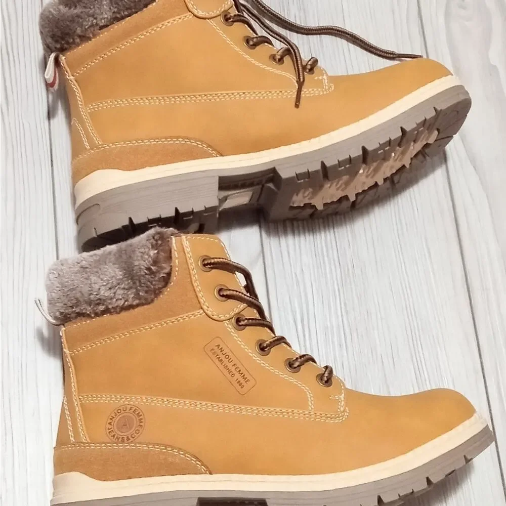 (R-4486) ANJOUFEMME Womens Hiking Snow Winter Boots Sz 6
